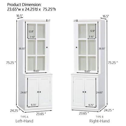 Retro Style Hutch Cabinet With Glass Door, China Cabinet For Home