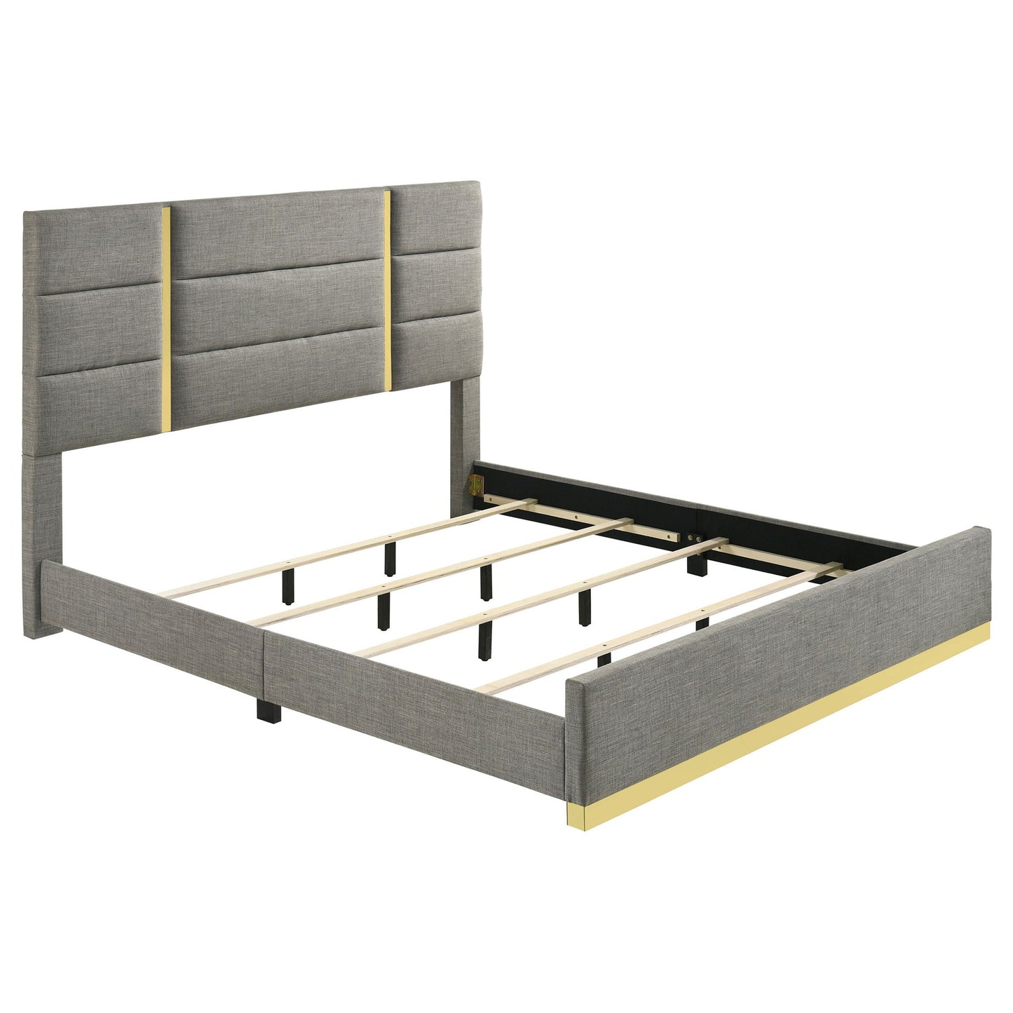 Ines 56-inch Fabric Upholstered Eastern King Panel Bed Grey