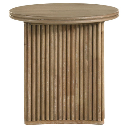 Adina 2-piece Round Coffee Table Set Distressed Light Brown
