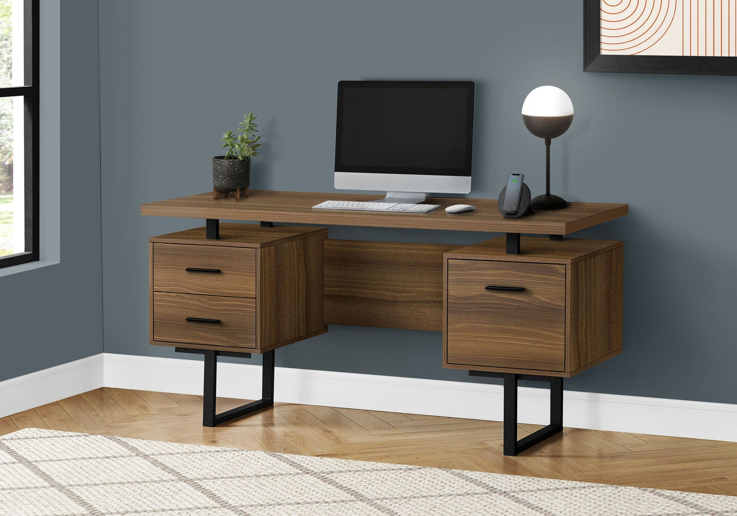 Computer Desk For Home Office, Laptop, Left, Right Set - Up, Storage Drawers, Contemporary & Modern
