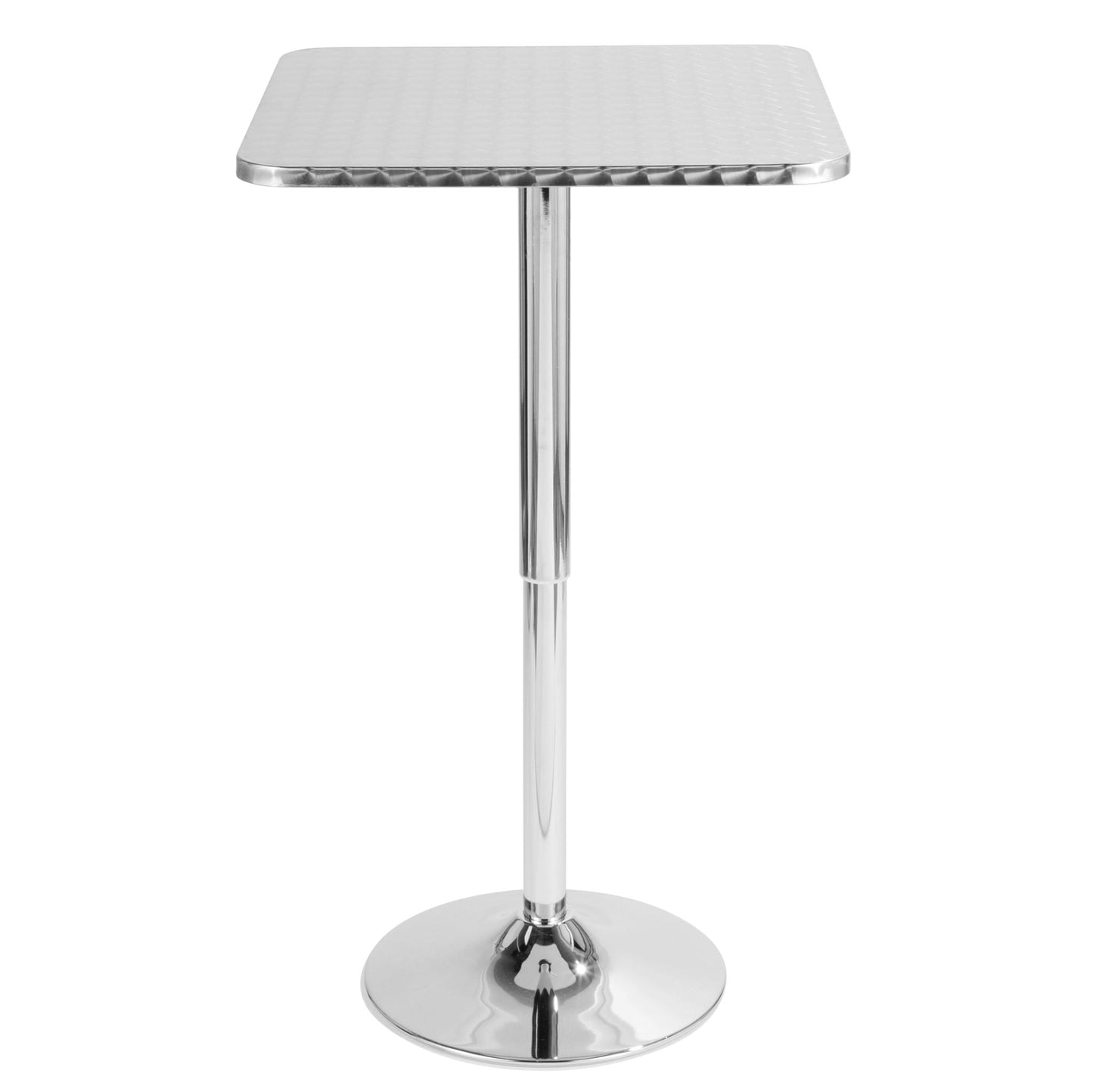 Bistro - Contemporary Adjustable Square Bar Table - Silver
