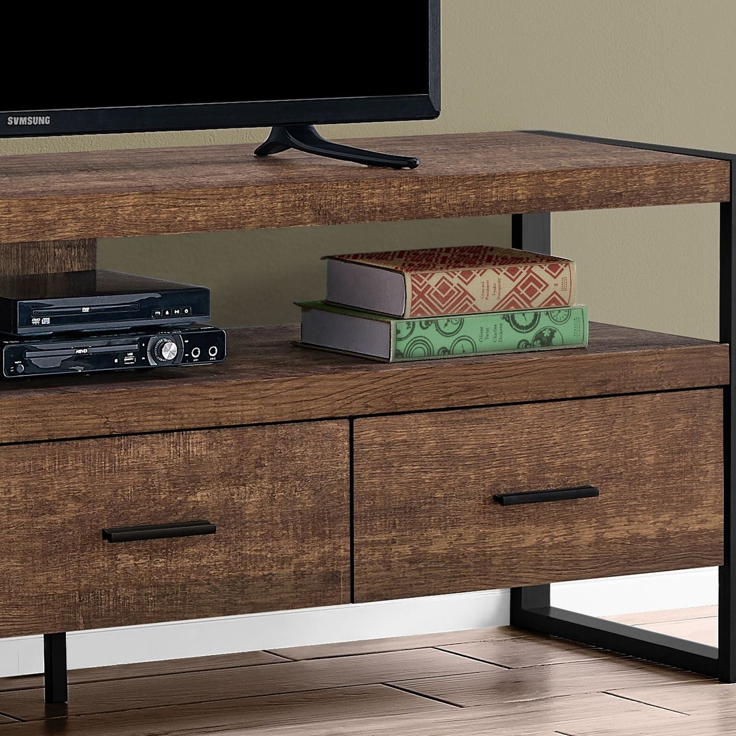 TV Stand, Console, Media Entertainment Center, Storage Drawers, Modern