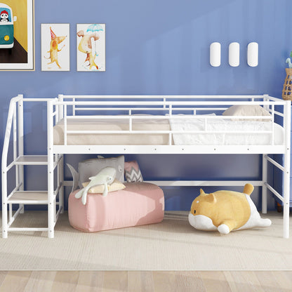 Loft Bed With Storage Stairs And Metal Frame
