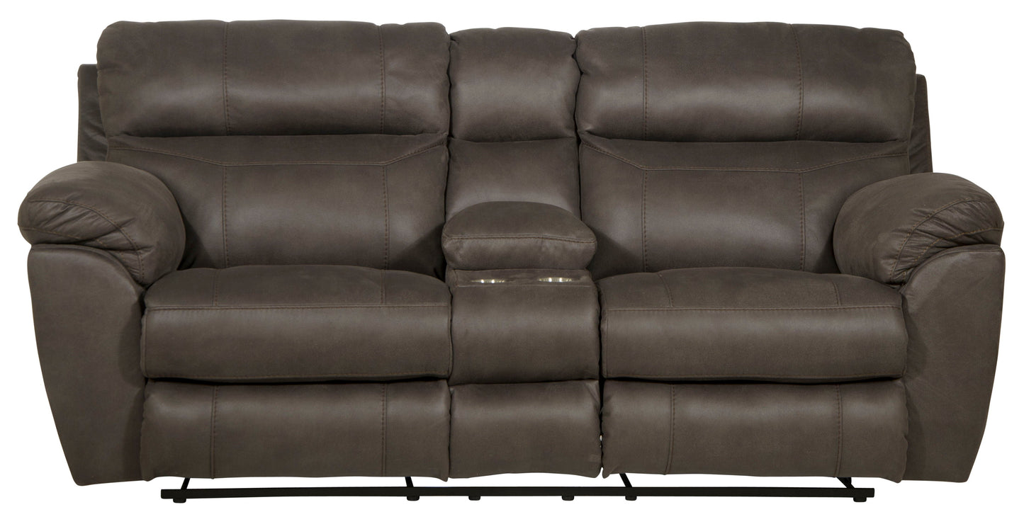 Atlas - Reclining Console Loveseat With Storage - Charcoal