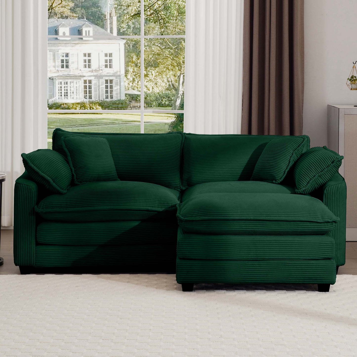Modern Oversized Modular Cushion Sofa With Ottoman, Low Back, Deep Seating Sofa Set