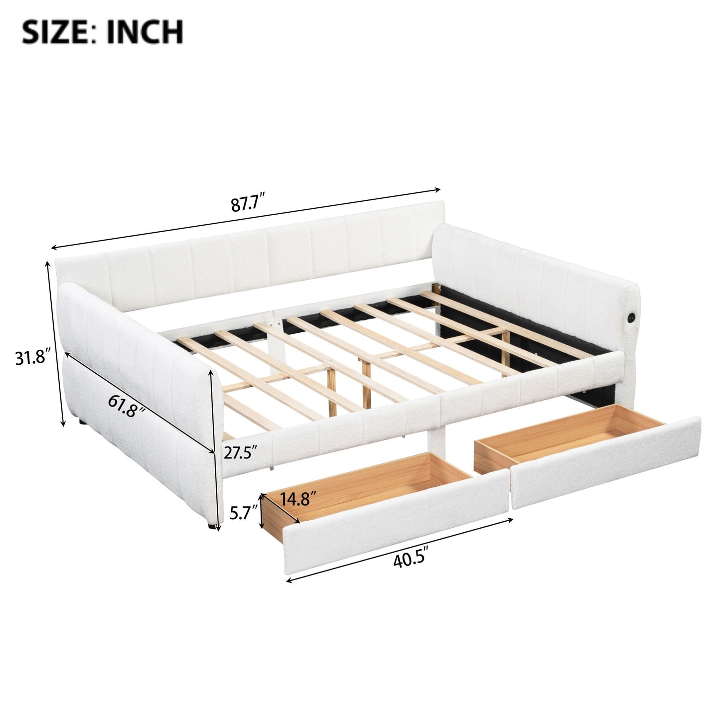 Upholstered Platform Bed With USB Charging