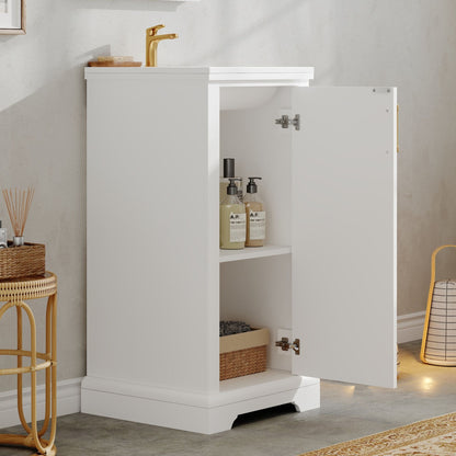 Bathroom Vanity With Sink, Soft Close Door, Adjustable Shelf, Freestanding Single Unit - White