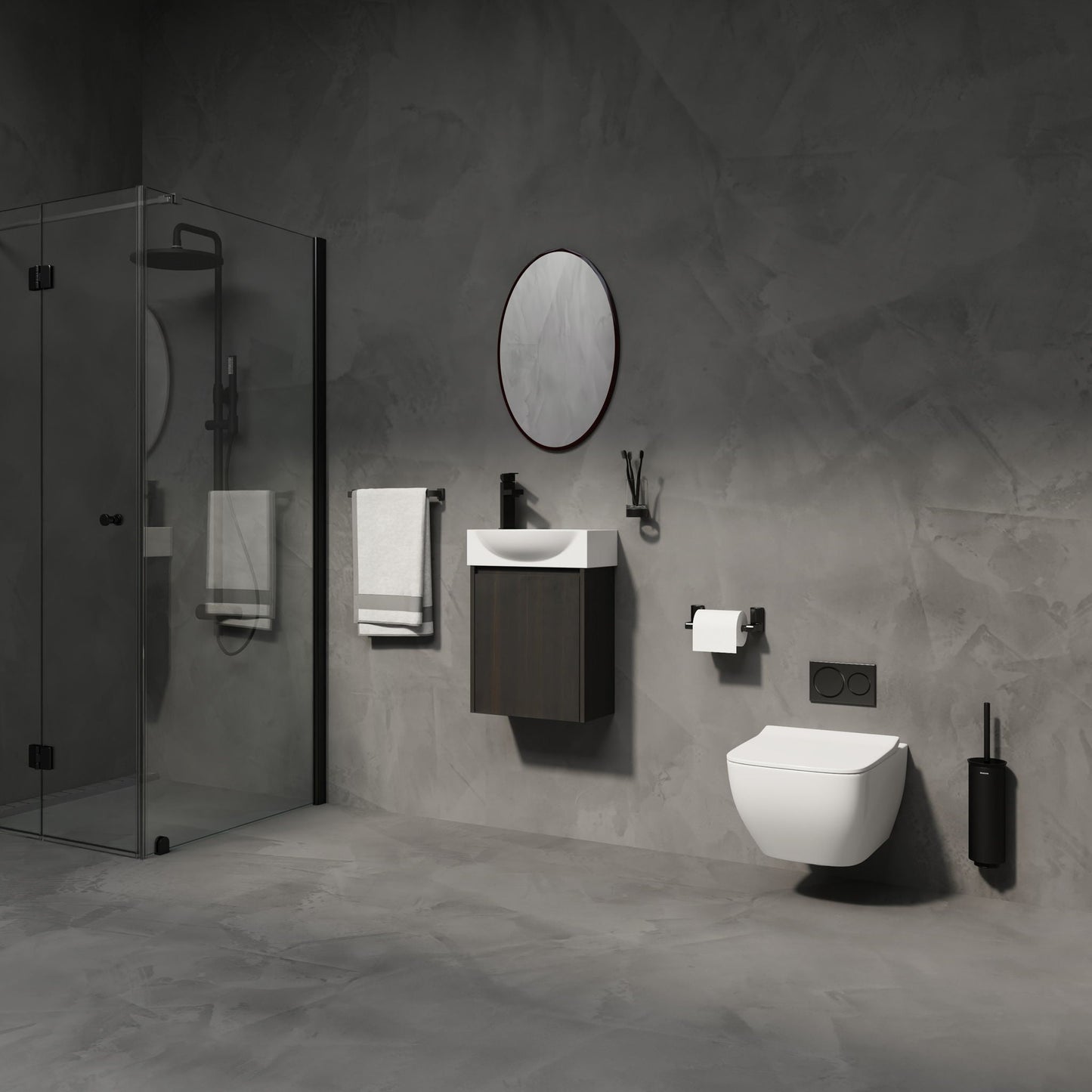 Modern Bathroom Vanity With Ceramic Basin, Wall Mounted Floating Sink Combo, Storage Cabinet