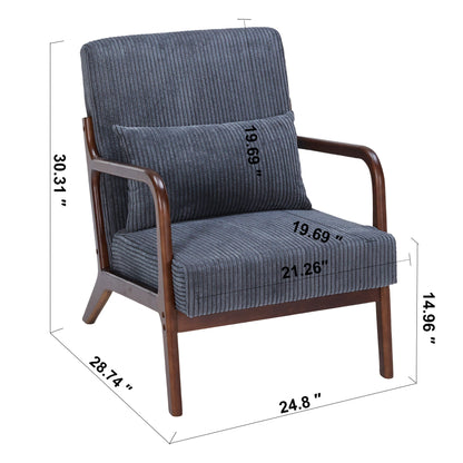 Accent Chair With Pillow And Wood Frame