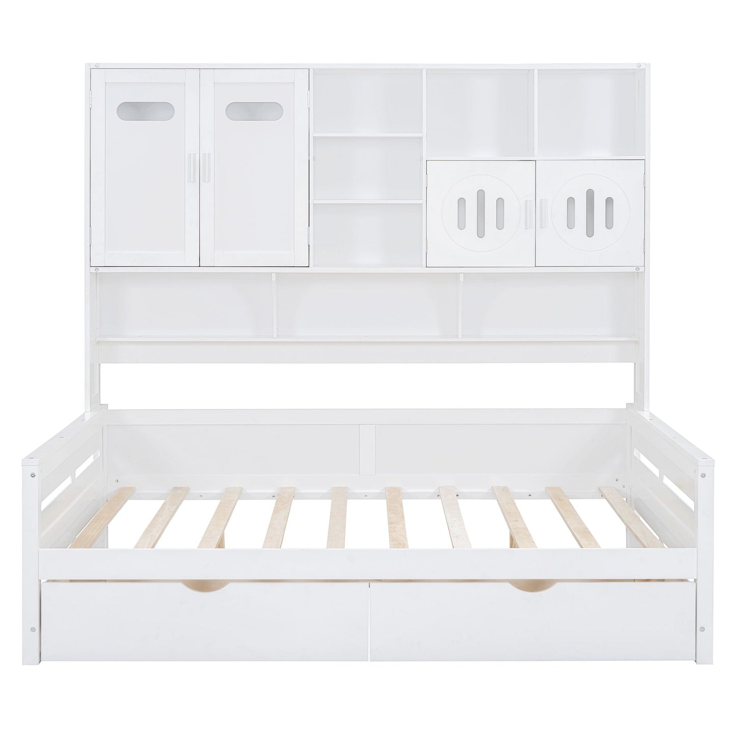 Daybed With All-In-One Cabinet And Shelf