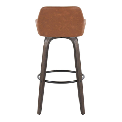 Daniella - Contemporary Fixed Height, Barstool With Swivel With Round Footrest (Set of 2)