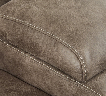 Ravenel - 3-Piece Power Reclining Sectional With Laf Power Reclining Loveseat With Console - Faux Leather - Fossil
