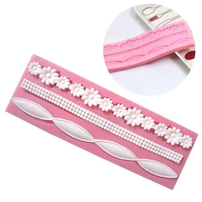 1pcs Cake Fondant Silicone Mold Lace Flower Cake Border Sugarcraft Pastry Mold Bakeware Kitchen Baking Decorating Tool Silicone Fondant Cake Decoration Mould Round Pearls Bubbles Molds Rope Bead Border Mold Chain Mold Gum Pastry Sugar Craft Chocolate Clay