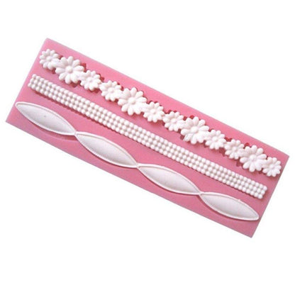 1pcs Cake Fondant Silicone Mold Lace Flower Cake Border Sugarcraft Pastry Mold Bakeware Kitchen Baking Decorating Tool Silicone Fondant Cake Decoration Mould Round Pearls Bubbles Molds Rope Bead Border Mold Chain Mold Gum Pastry Sugar Craft Chocolate Clay