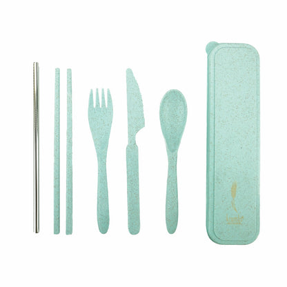 Krumbs Kitchen Wheat Straw On-The-Go Utensil Set