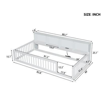 Floor Bed With Storage Cabinets And USB Ports