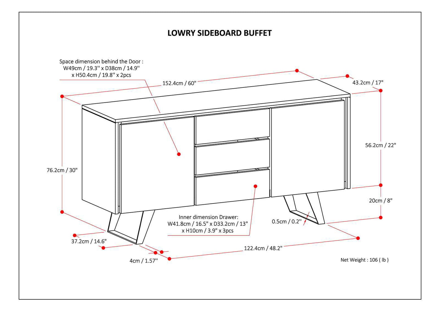 Lowry - Modern Industrial Sideboard Buffet