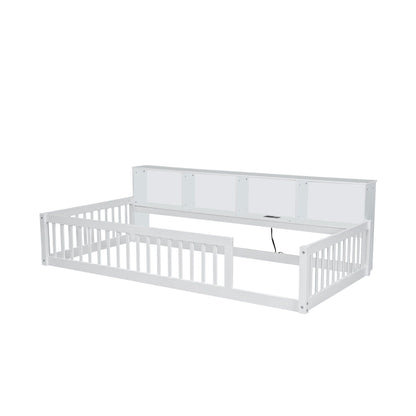 Floor Bed With Storage Cabinets And USB Ports