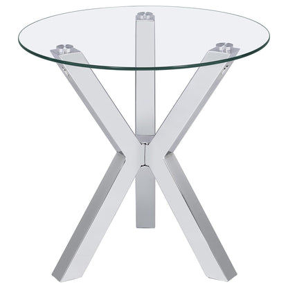 Kenzie Round Tempered Glass Top End Side Table Chrome