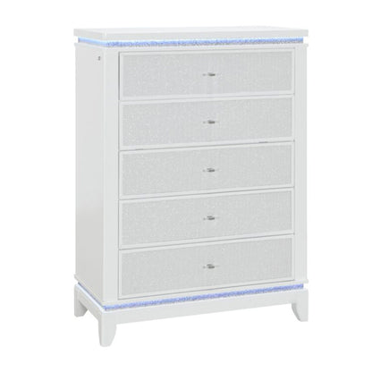 Adalid - 5 Pieces Bedroom Set With LED Lights And Glittered Detailing