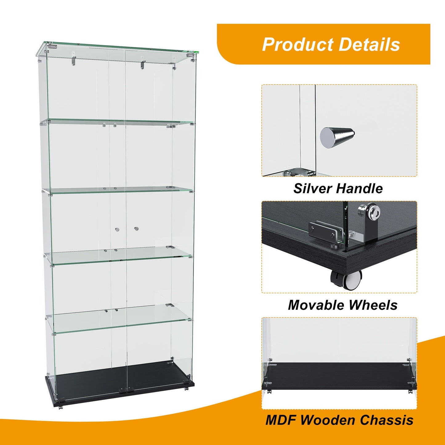 Premium 5 Tier Glass Display Case With 5 Dynamic LED Modes