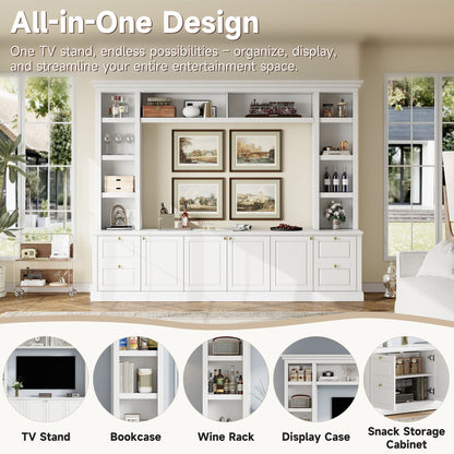 All-In-One TV Stand With Bookcase For TVs Up To 70"