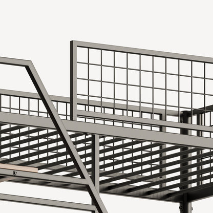 Metal Loft Bed With Built - In Charging Station And LED Light