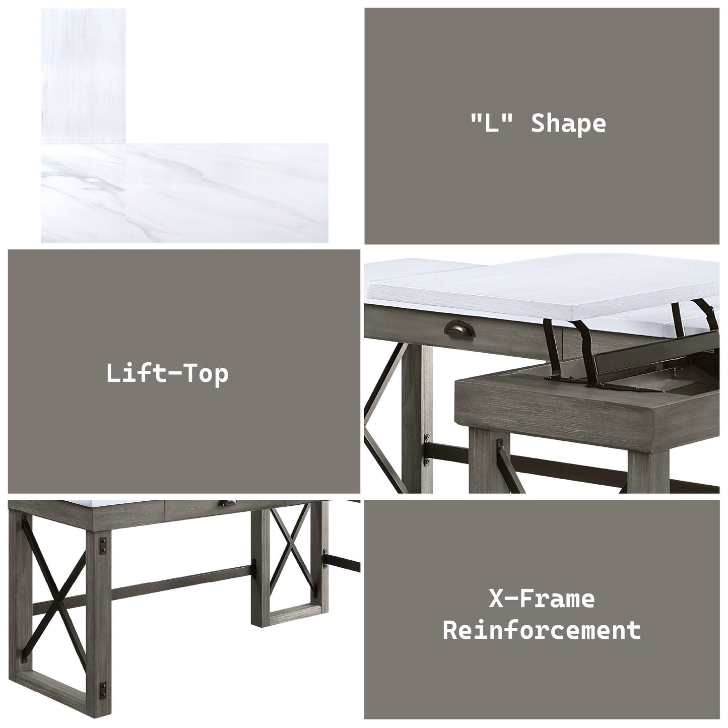 Talmar - Marble Top Weathered Writing Desk With Lift Top