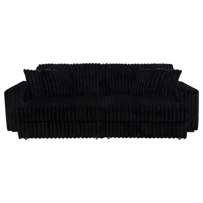 Jacana Corduroy Upholstered Dual Power Chaise Sofa Black