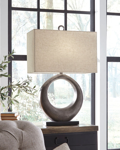 Saria - Metal Table Lamp  - Antique Silver Finish