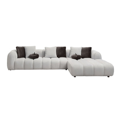 Manilla - Sectional Sofa With 8 Pillows - Ivory White