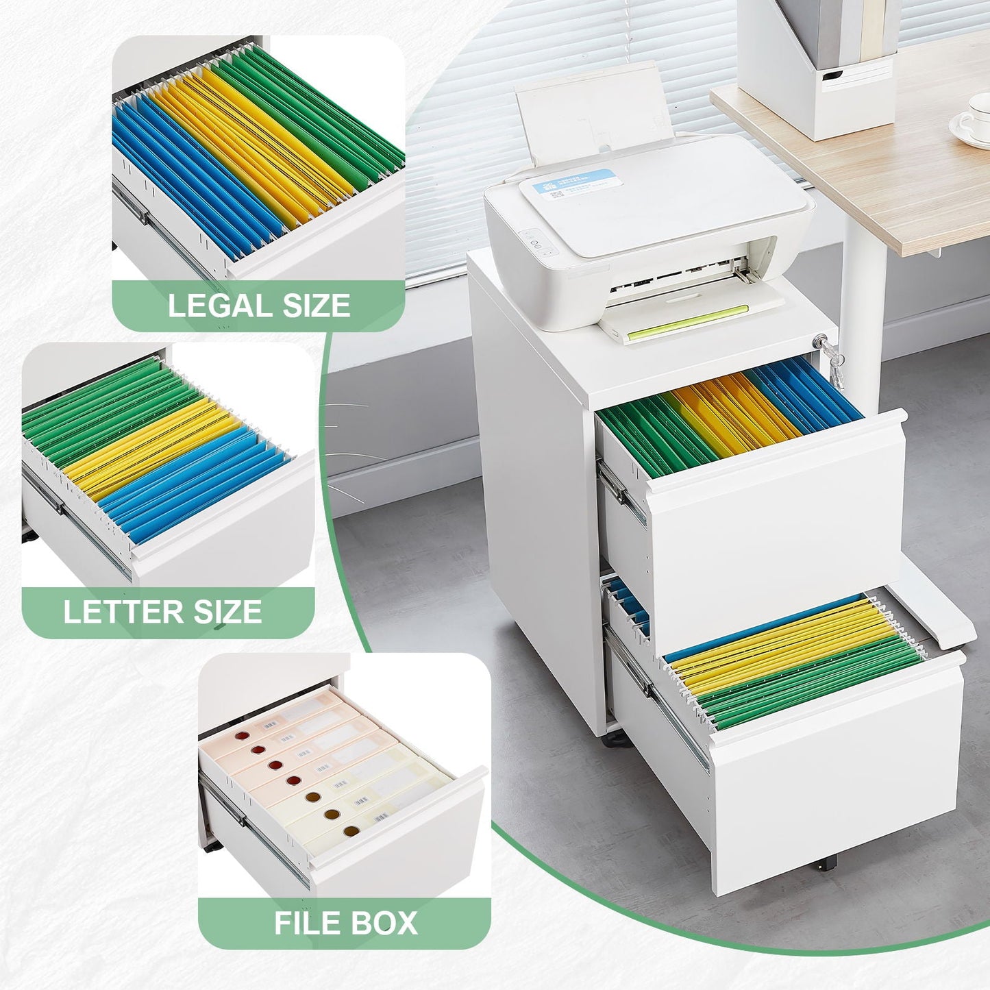Office Storage Cabinet With 2 Drawers And Lock