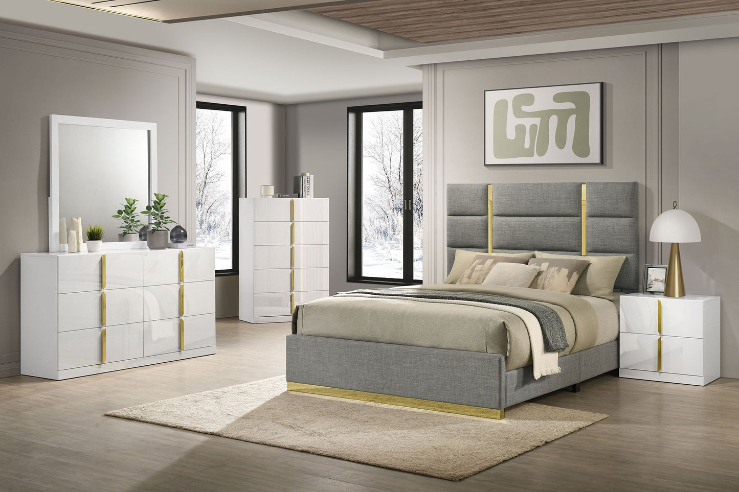 Ines 6-drawer Bedroom Dresser Cabinet White High Gloss