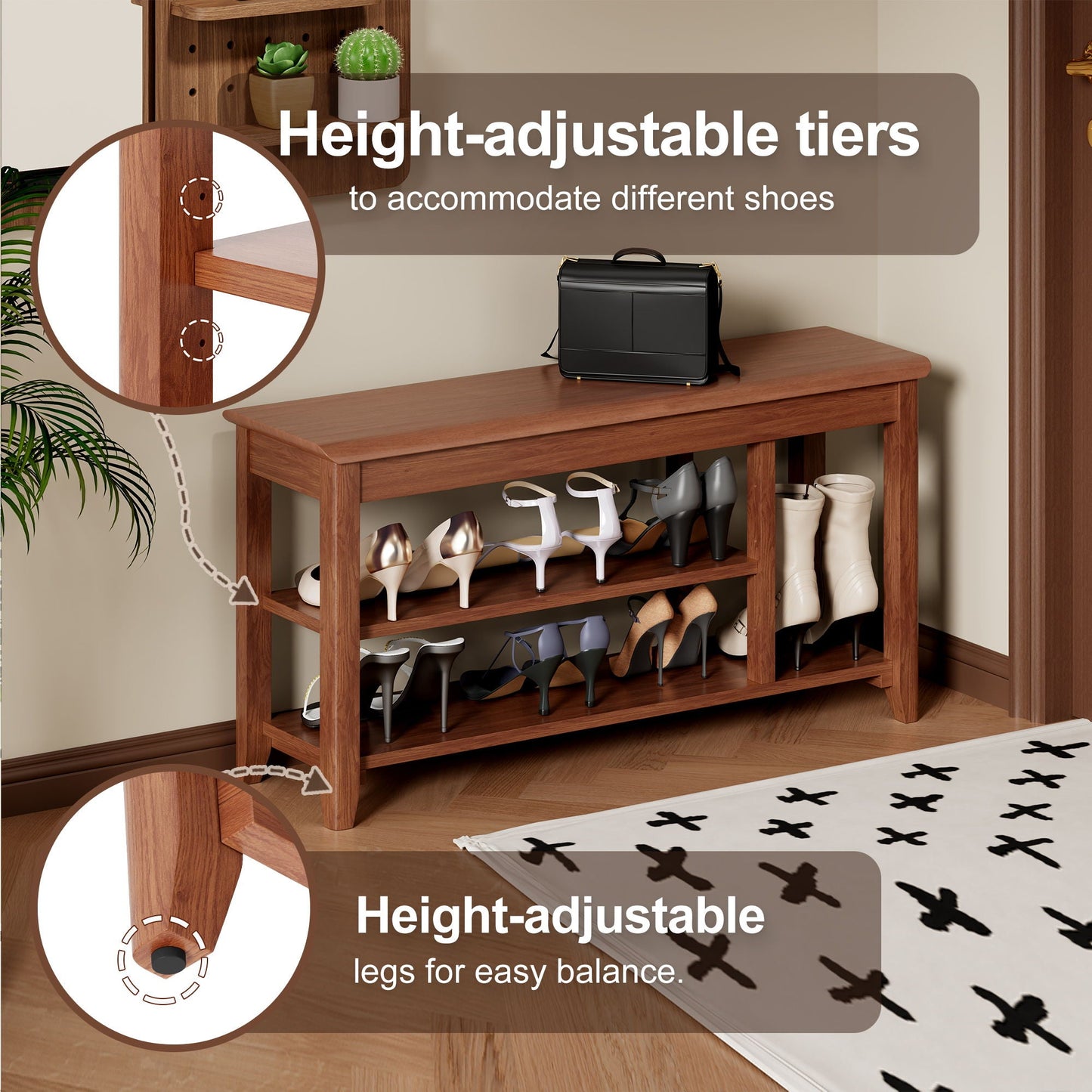 Multi Functional Double Layer Shoe Stool