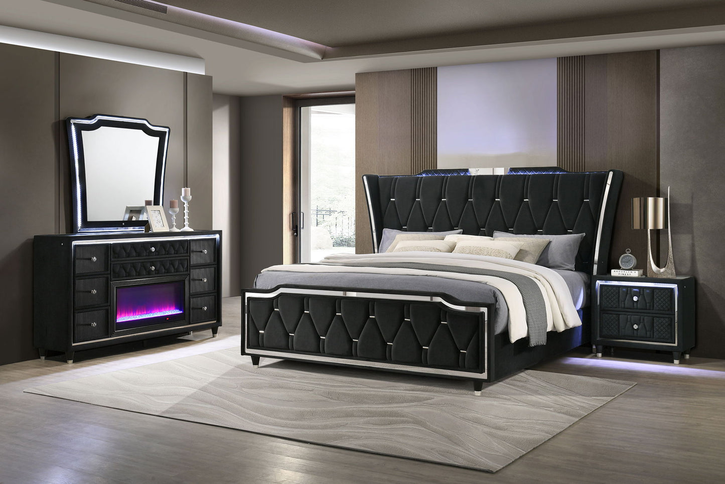 Lorient 4-piece Eastern King Bedroom Set Black