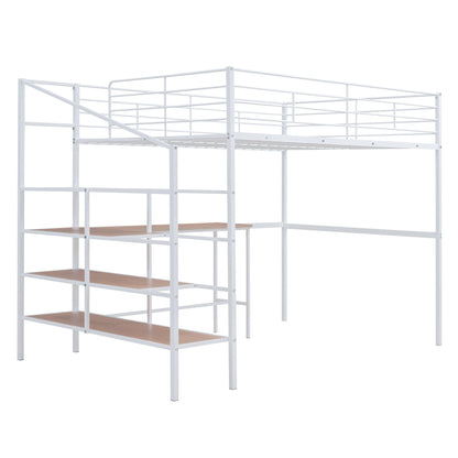 Loft Bed With Desk And Lateral Storage Ladder