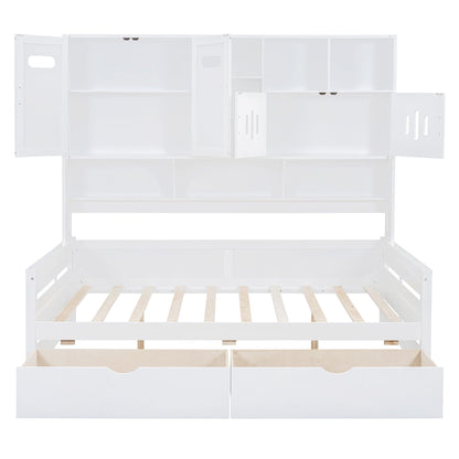 Daybed With All-In-One Cabinet And Shelf