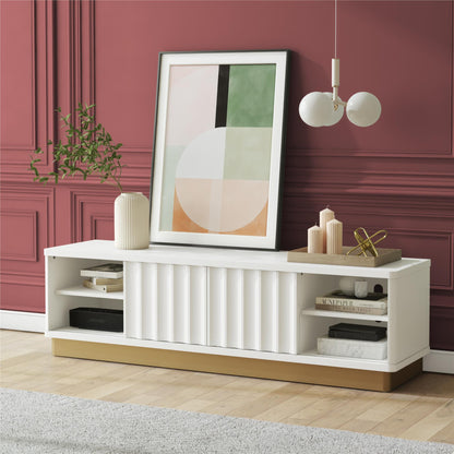 Rene - Scalloped TV Stand For TVs Up To 65" - White