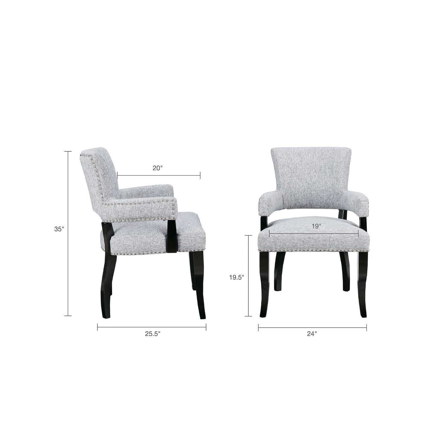 Elegant Arm Dining Chair With Brass Nail Head Detailing