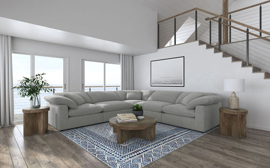 Raleigh 5-piece Boucle Upholstered Modular Sectional Grey