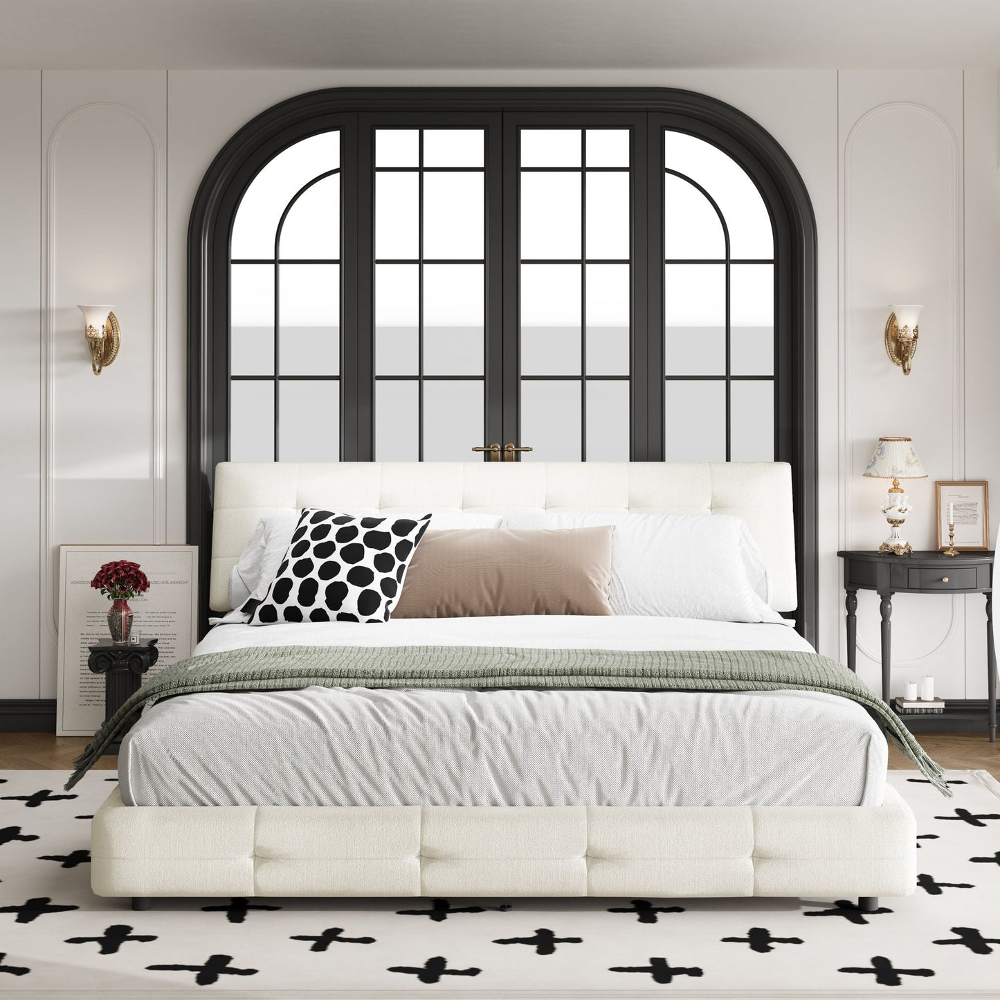 Tufted Headboard With Extra-Large Ultra-Soft Cloud Pillow Design