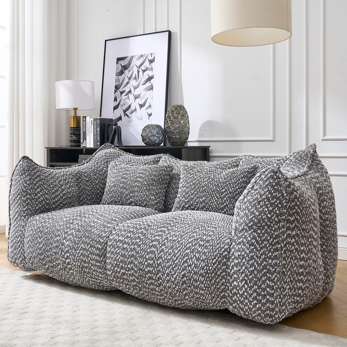 Comfortable Dual Beanbag Chair With High Resilience Foam Core For 2 People