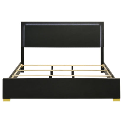 Marceline Wood Eastern King LED Panel Bed Black