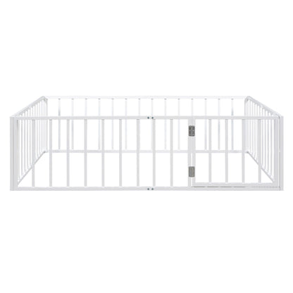 Metal Floor Bed Frame With Fence And Door