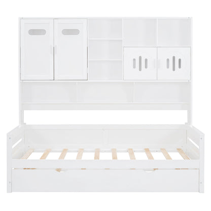 Daybed With All-In-One Cabinet And Shelf