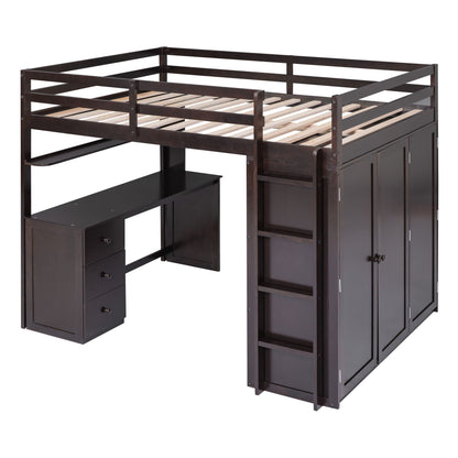 Loft Bed With Drawers, Desk, And Wardrobe