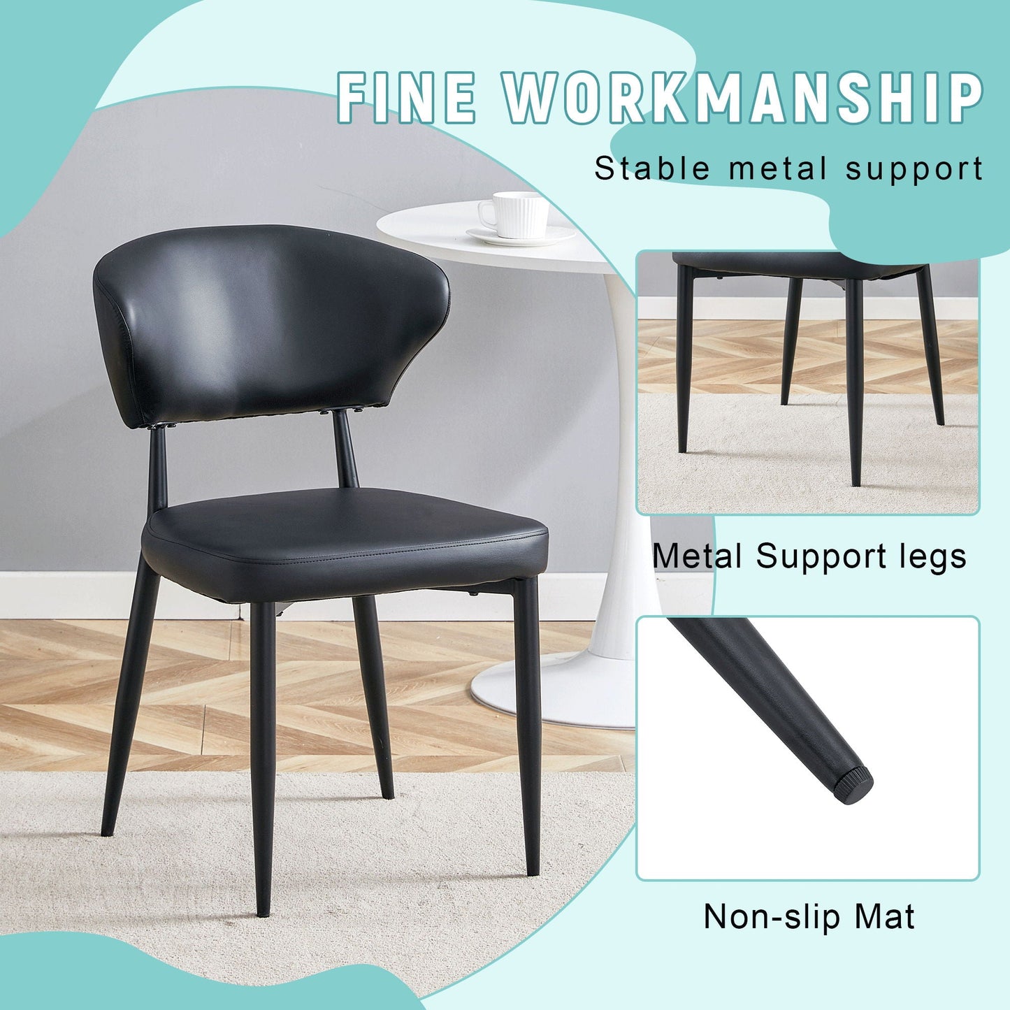 Minimalist Ergonomic Dining Chair With Curved Backres (Set of 4)