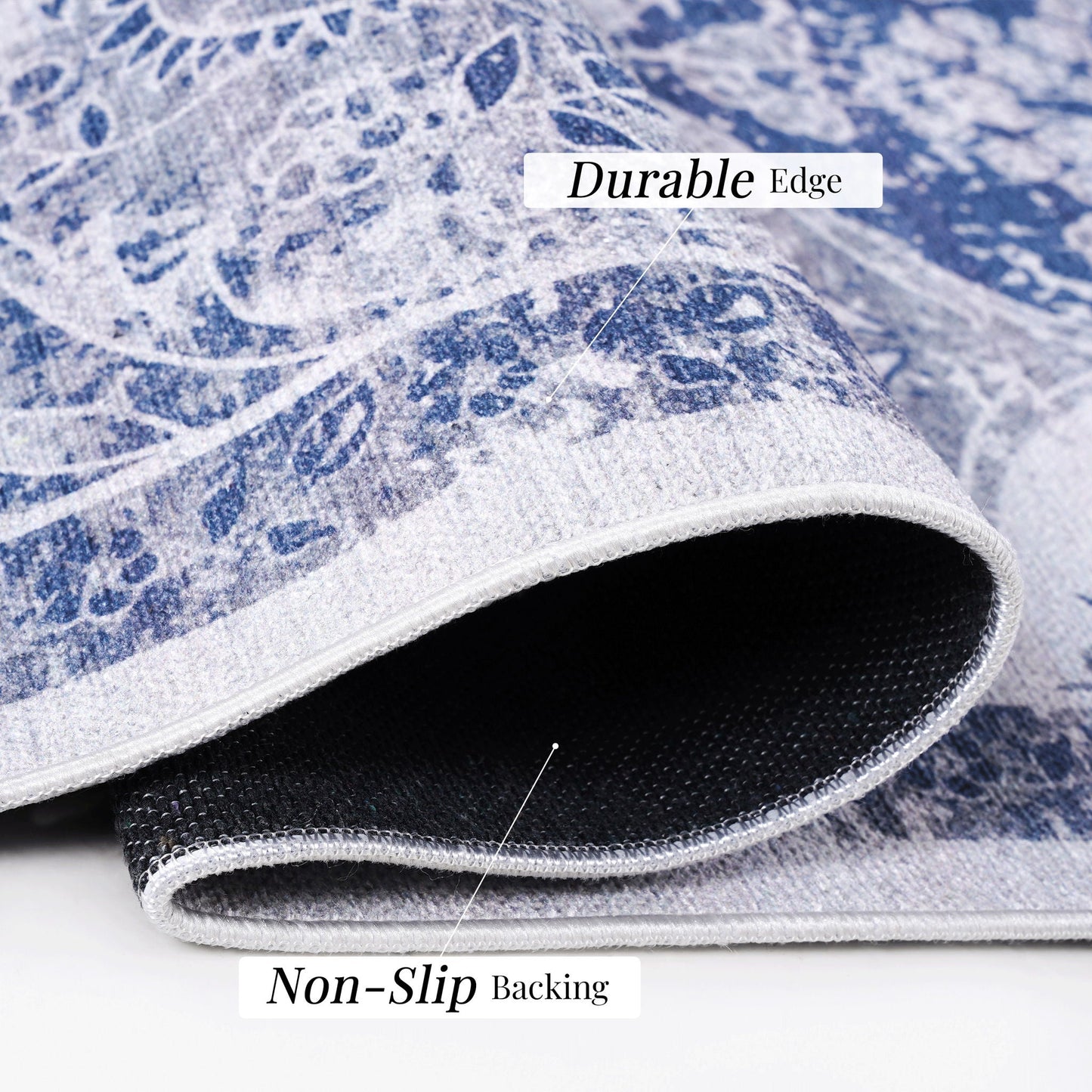 Maval - 8' X 10' Washable Area Rug - Blue