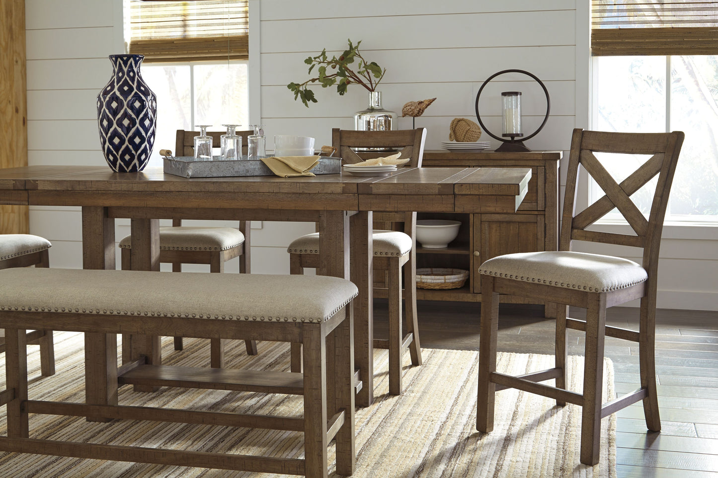 Moriville - Double UPH Bench  - Beige