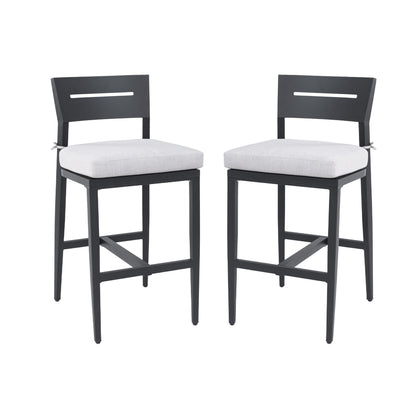 Modern Outdoor Bar Stools With Backrest And Footrest (Set of 2)